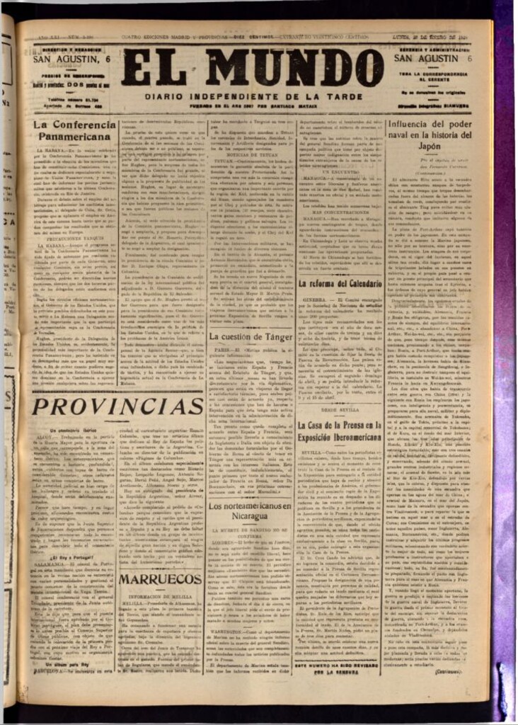 Miniatura de El Mundo del 23 de enero de 1928