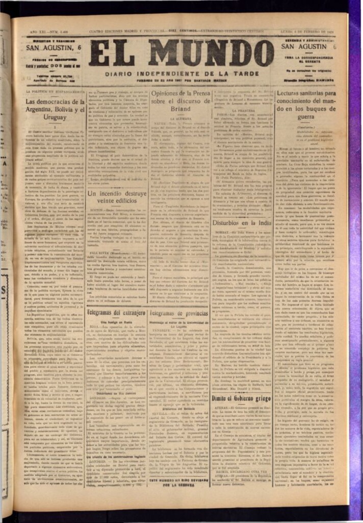 Miniatura de El Mundo del 6 de febrero de 1928