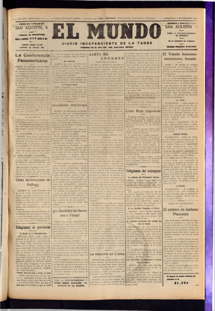 Miniatura de El Mundo del 8 de febrero de 1928