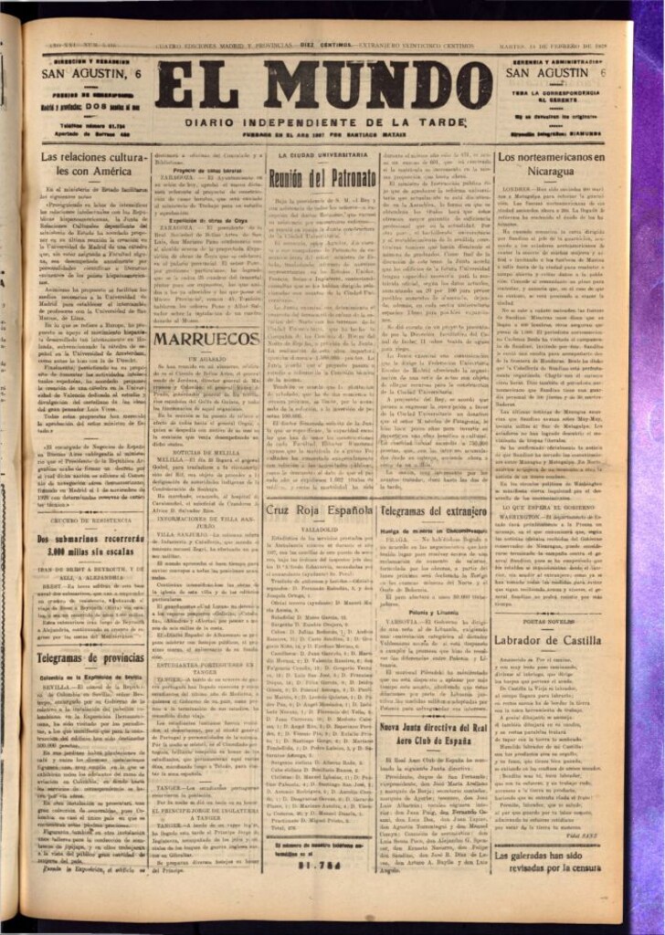 Miniatura de El Mundo del 14 de febrero de 1928