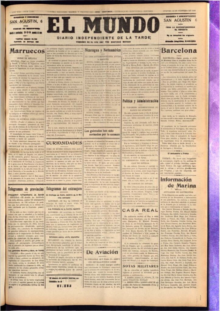 Miniatura de El Mundo del 16 de febrero de 1928