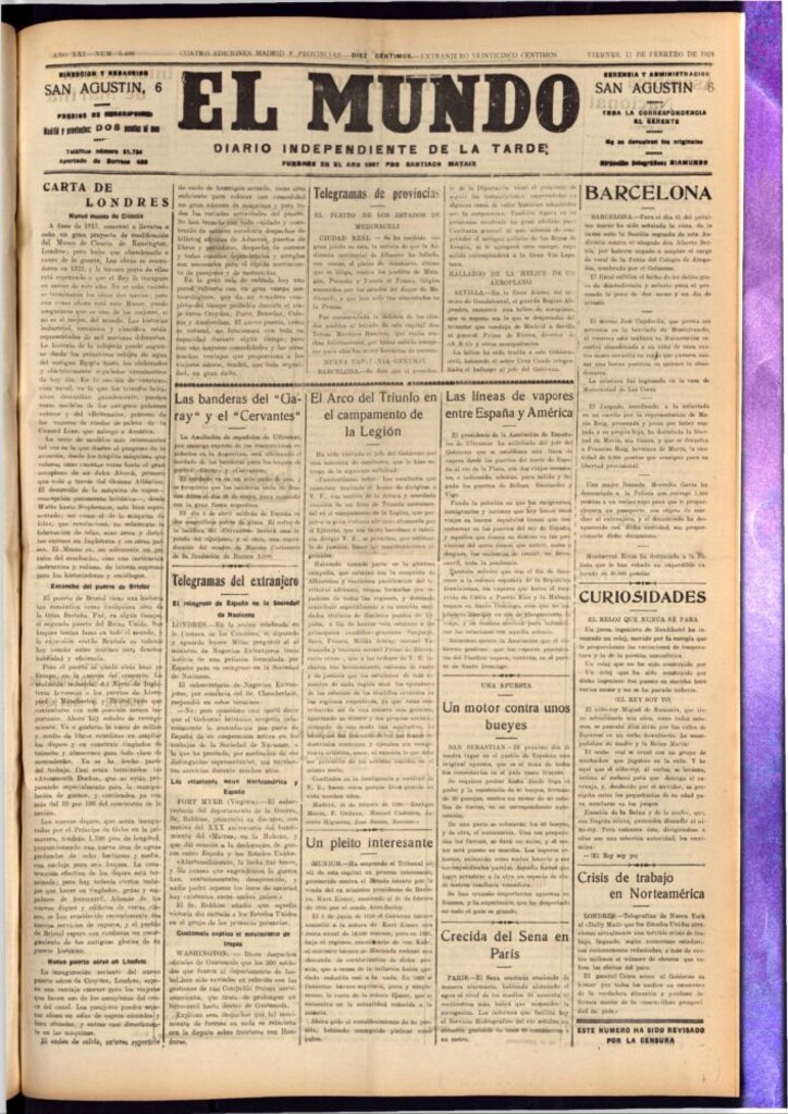Miniatura de El Mundo del 17 de febrero de 1928