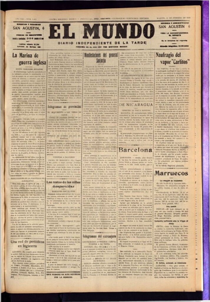 Miniatura de El Mundo del 21 de febrero de 1928