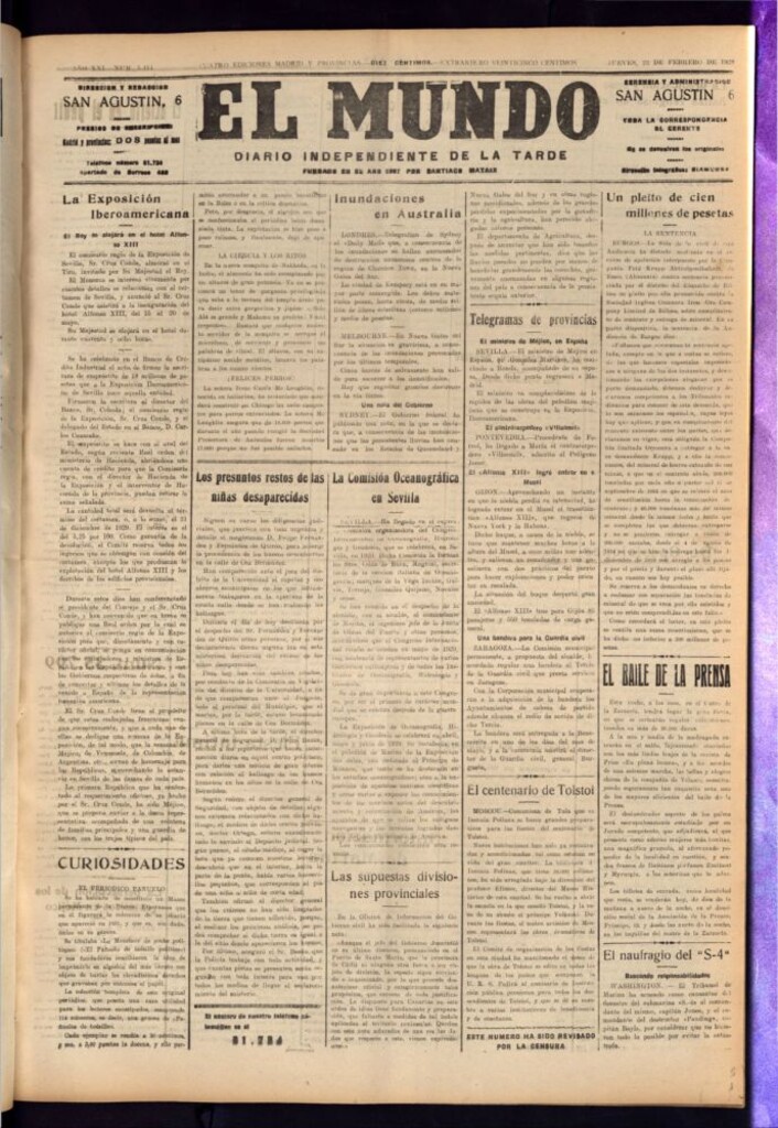 Miniatura de El Mundo del 23 de febrero de 1928