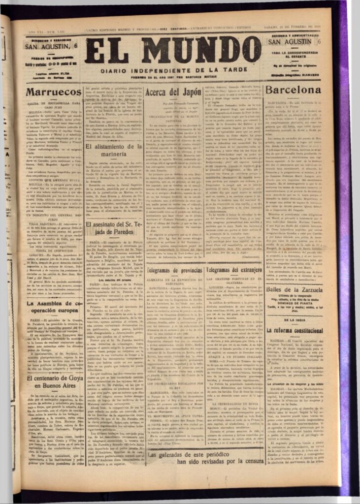 Miniatura de El Mundo del 25 de febrero de 1928