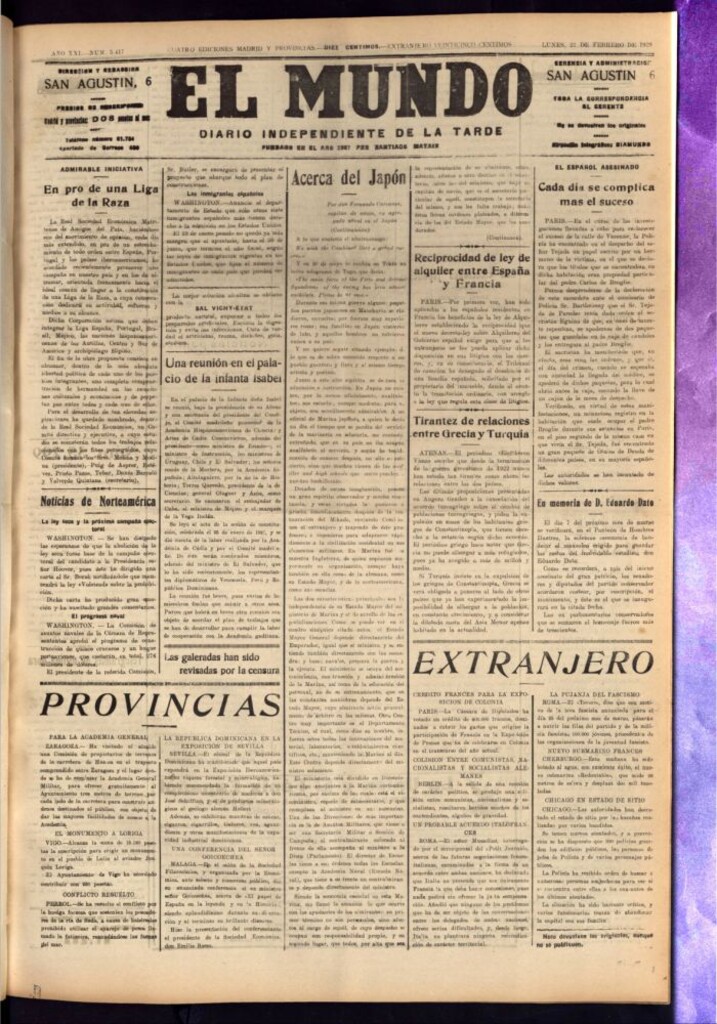 Miniatura de El Mundo del 27 de febrero de 1928
