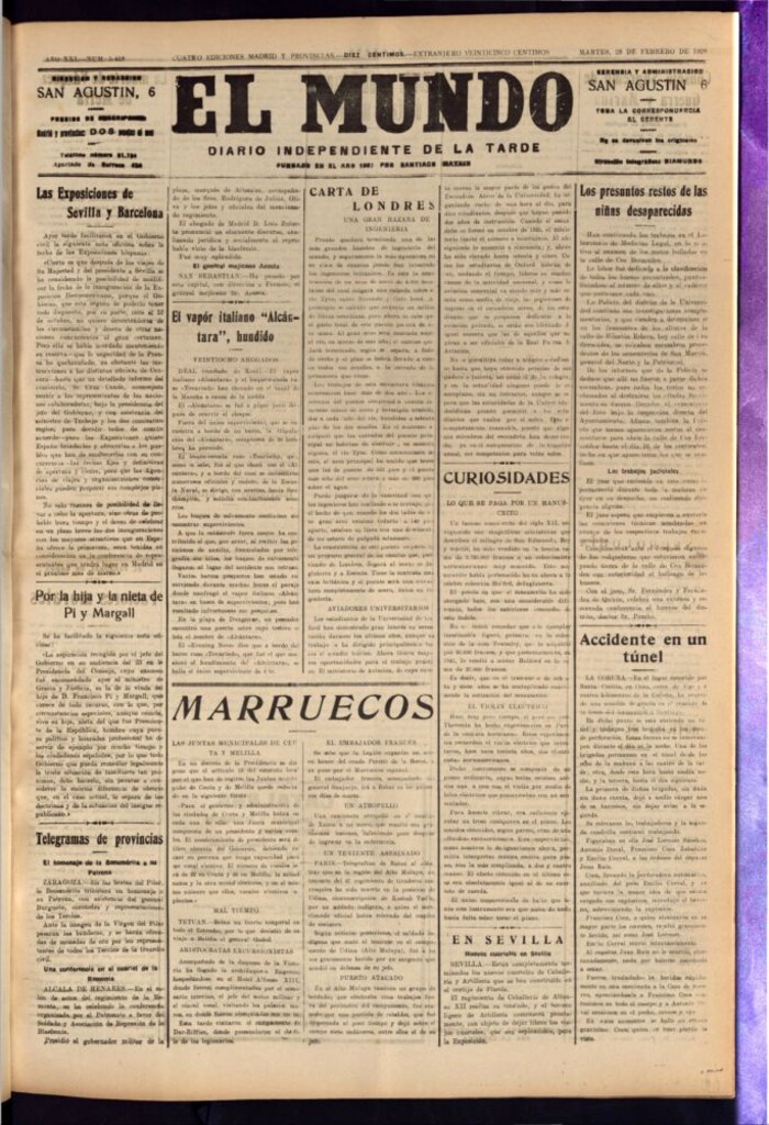 Miniatura de El Mundo del 28 de febrero de 1928