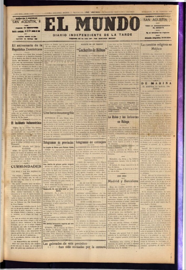 Miniatura de El Mundo del 29 de febrero de 1928