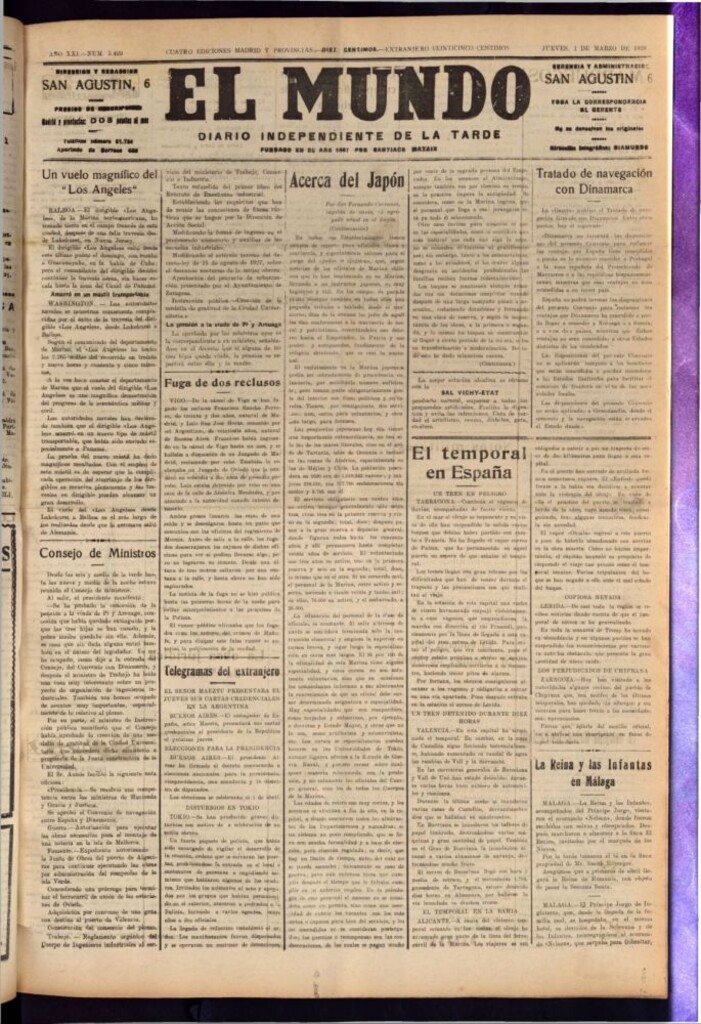 Miniatura de El Mundo del 1 de marzo de 1928