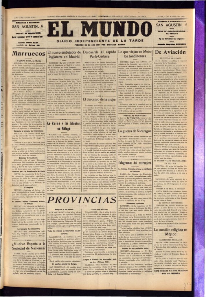 Miniatura de El Mundo del 5 de marzo de 1928