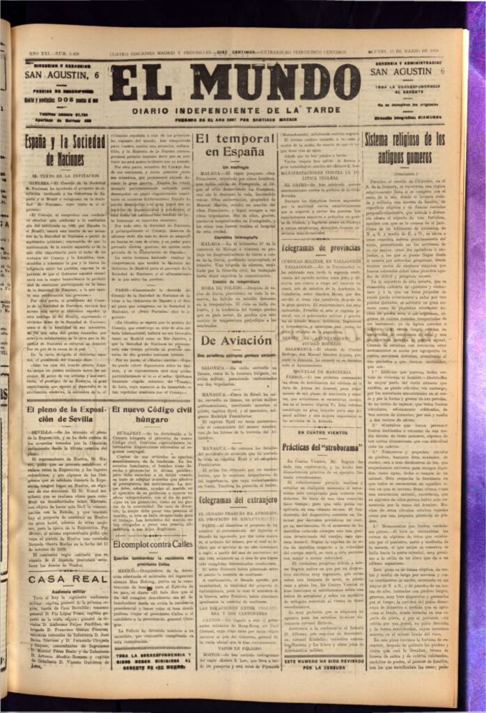 Miniatura de El Mundo del 12 de marzo de 1928