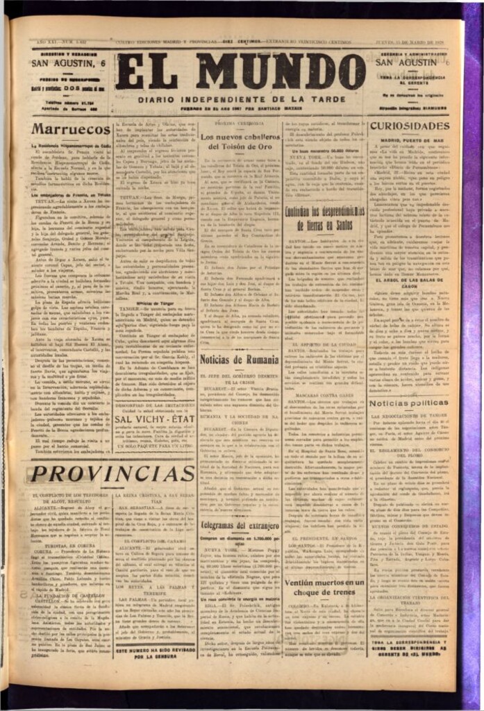 Miniatura de El Mundo del 15 de marzo de 1928