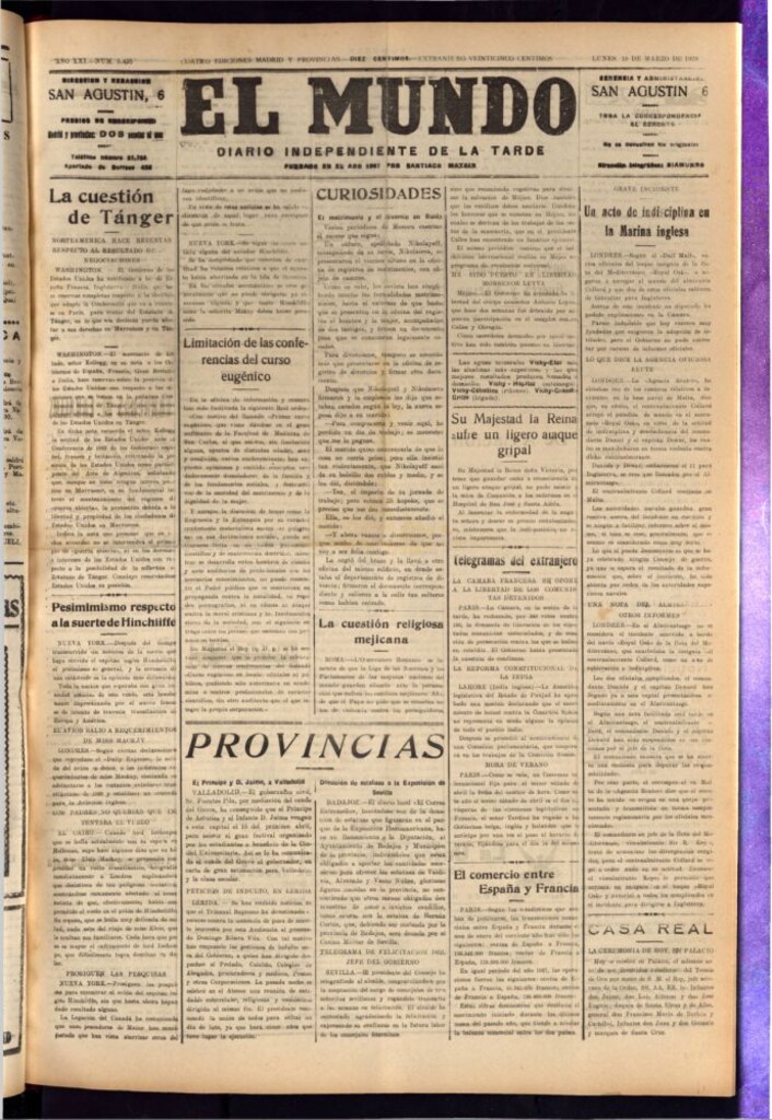 Miniatura de El Mundo del 19 de marzo de 1928