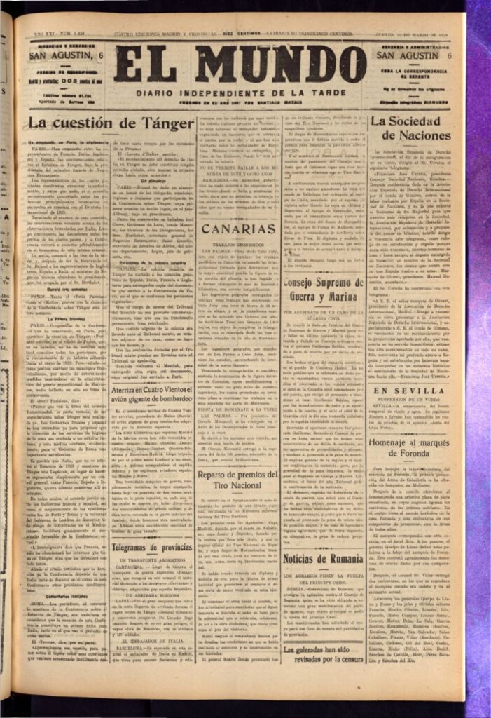 Miniatura de El Mundo del 22 de marzo de 1928