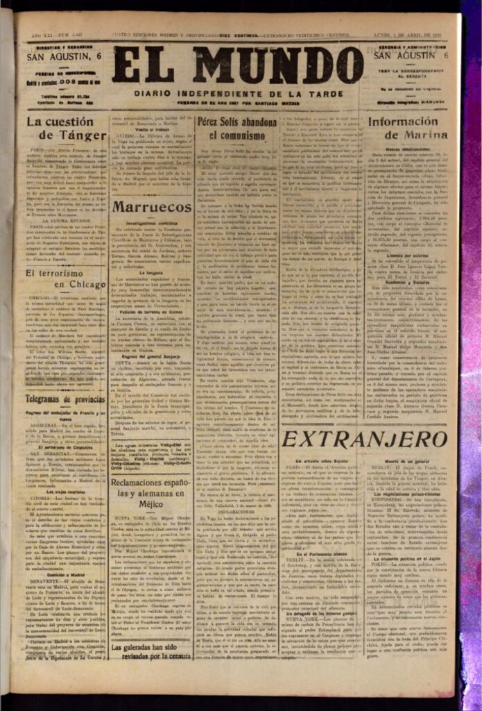 Miniatura de El Mundo del 2 de abril de 1928