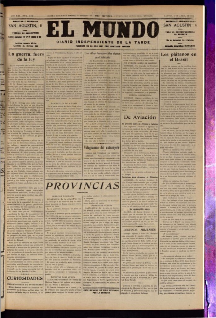 Miniatura de El Mundo del 3 de abril de 1928