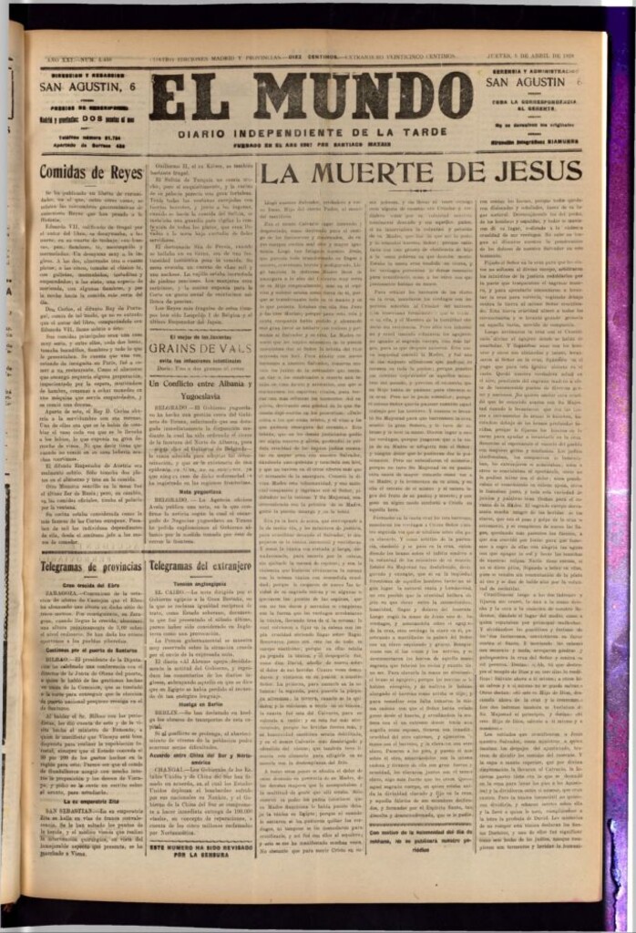 Miniatura de El Mundo del 5 de abril de 1928
