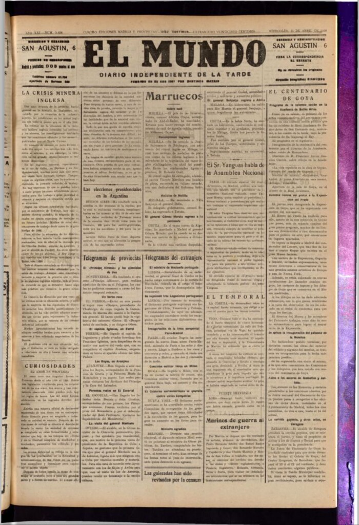 Miniatura de El Mundo del 11 de abril de 1928
