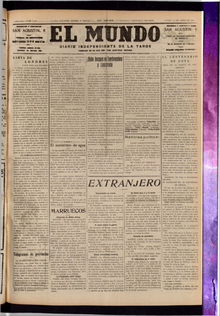 Miniatura de El Mundo del 16 de abril de 1928