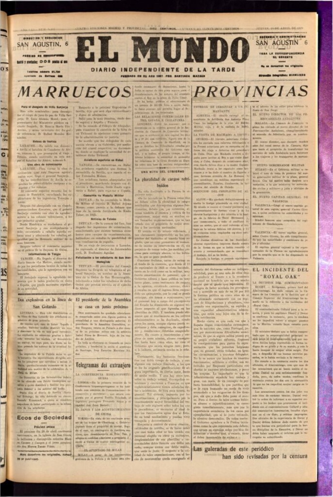 Miniatura de El Mundo del 19 de abril de 1928