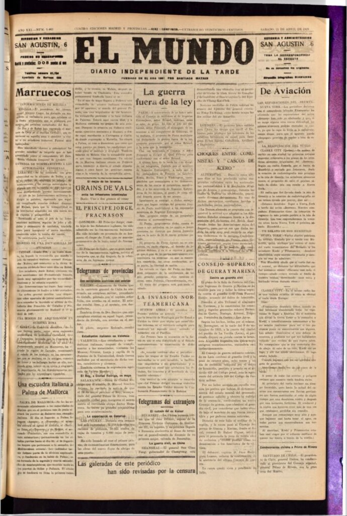 Miniatura de El Mundo del 21 de abril de 1928