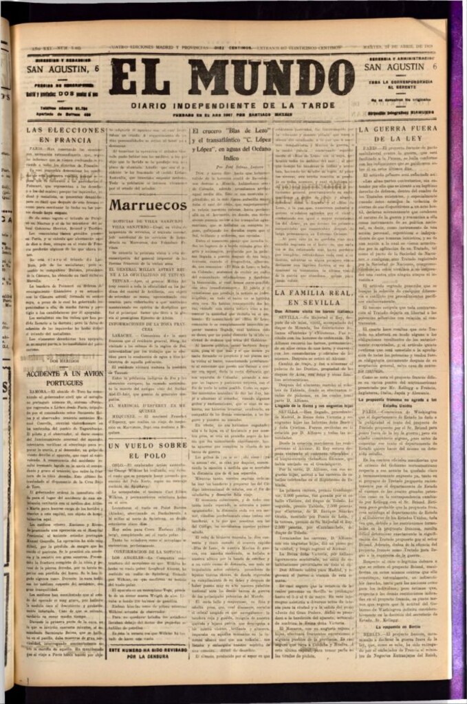 Miniatura de El Mundo del 24 de abril de 1928