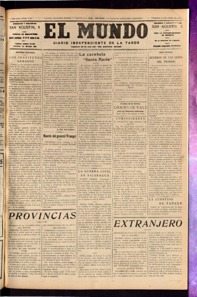 Miniatura de El Mundo del 27 de abril de 1928