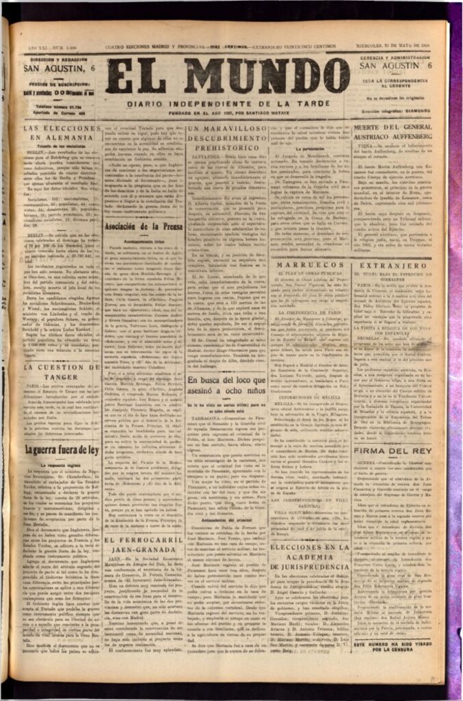 Miniatura de El Mundo del 23 de mayo de 1928
