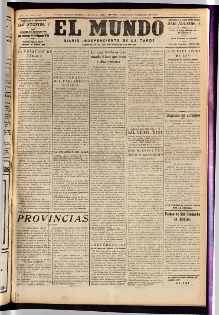Miniatura de El Mundo del 29 de mayo de 1928