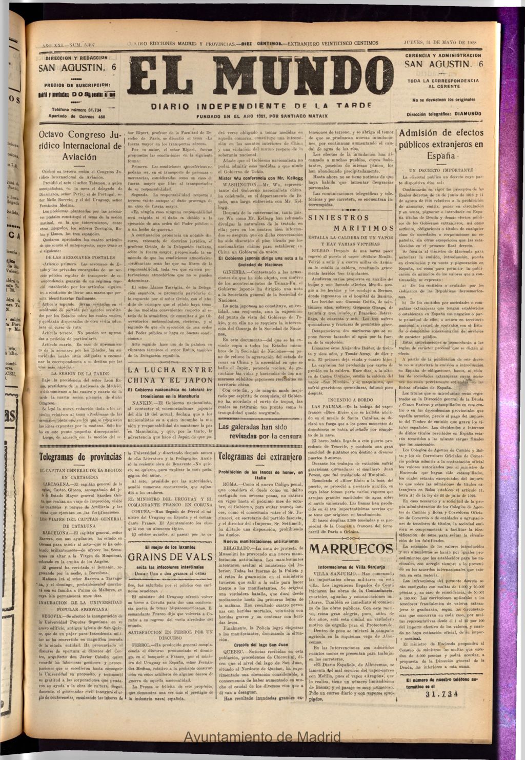 Miniatura de El Mundo del 31 de mayo de 1928