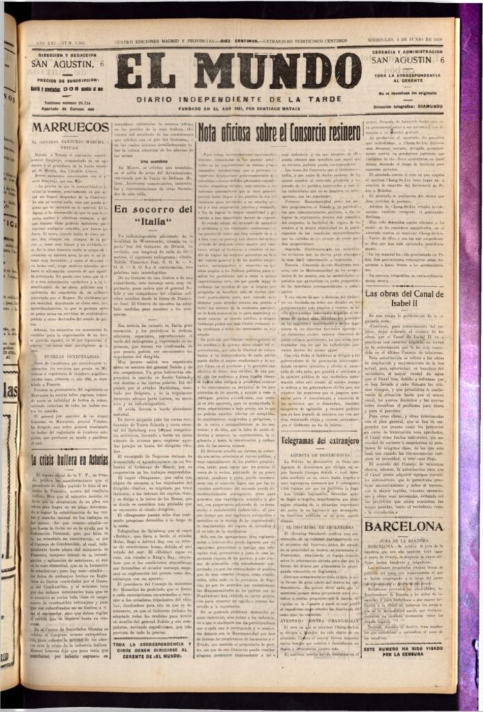 Miniatura de El Mundo del 6 de junio de 1928