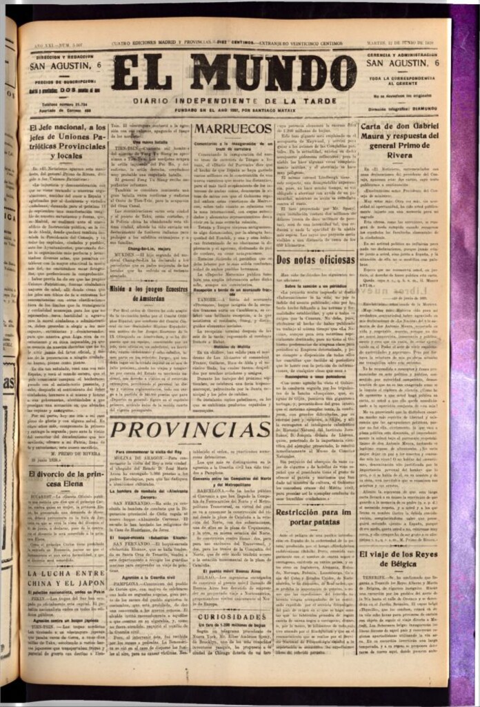 Miniatura de El Mundo del 12 de junio de 1928