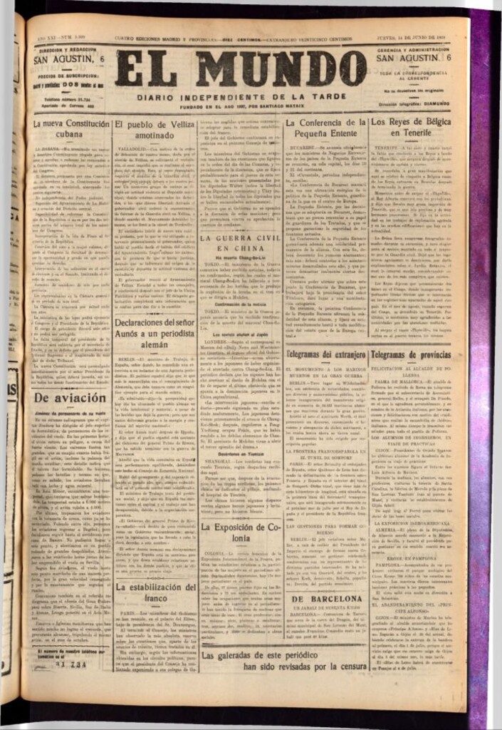Miniatura de El Mundo del 14 de junio de 1928