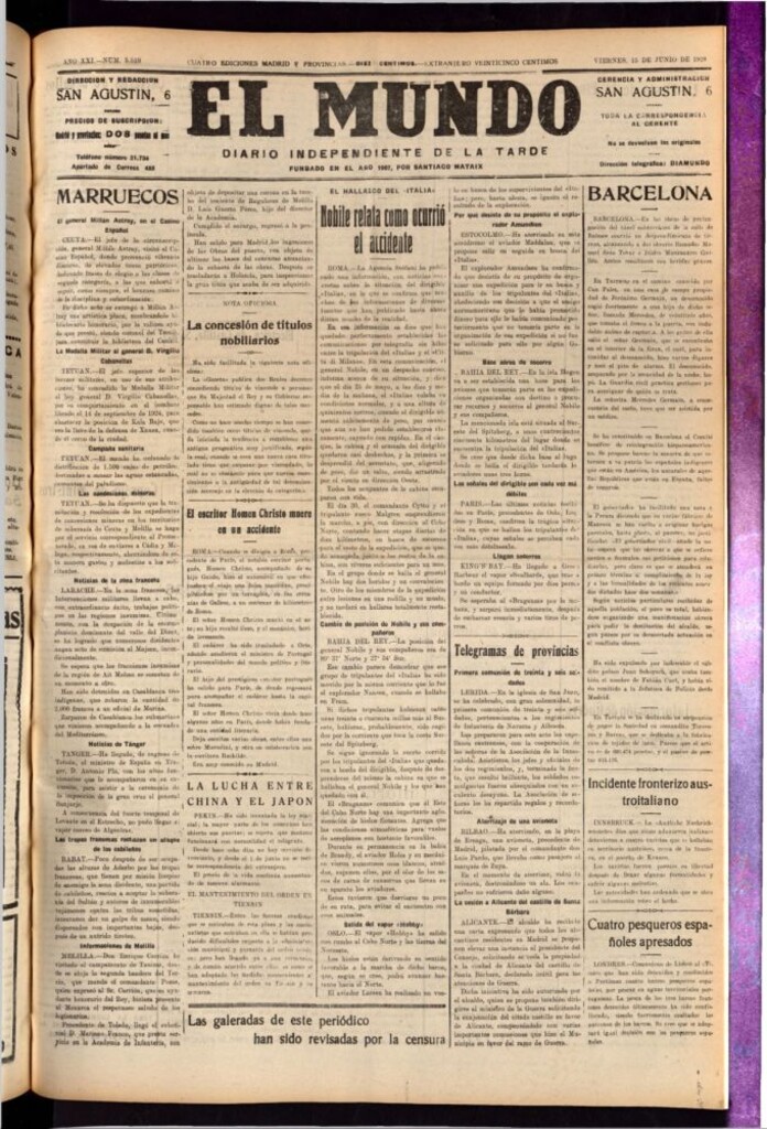 Miniatura de El Mundo del 15 de junio de 1928
