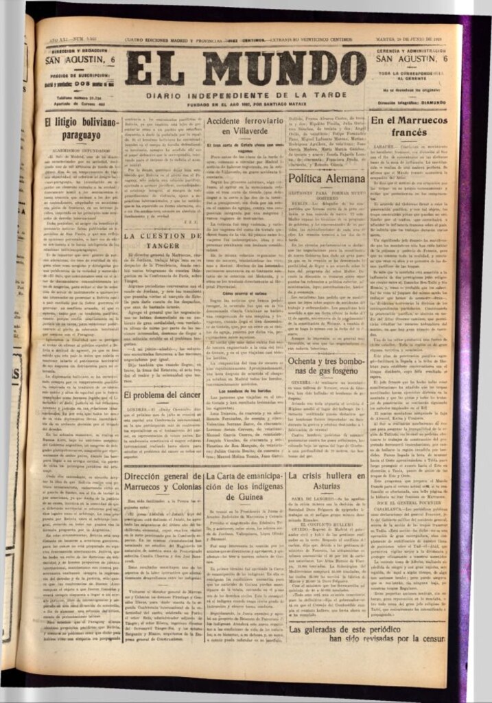 Miniatura de El Mundo del 19 de junio de 1928