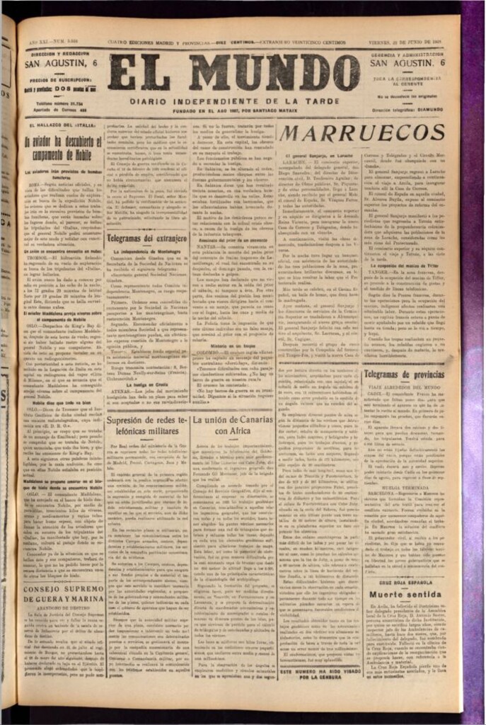 Miniatura de El Mundo del 22 de junio de 1928