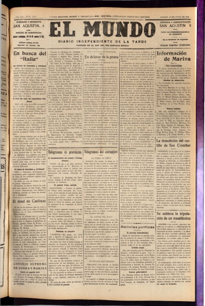Miniatura de El Mundo del 23 de junio de 1928