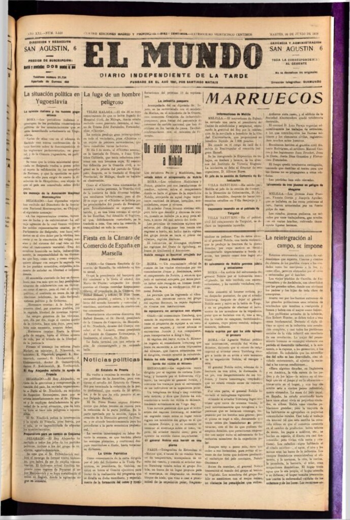 Miniatura de El Mundo del 26 de junio de 1928