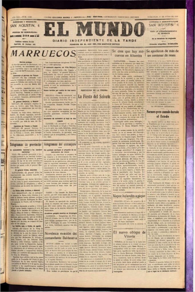Miniatura de El Mundo del 27 de junio de 1928