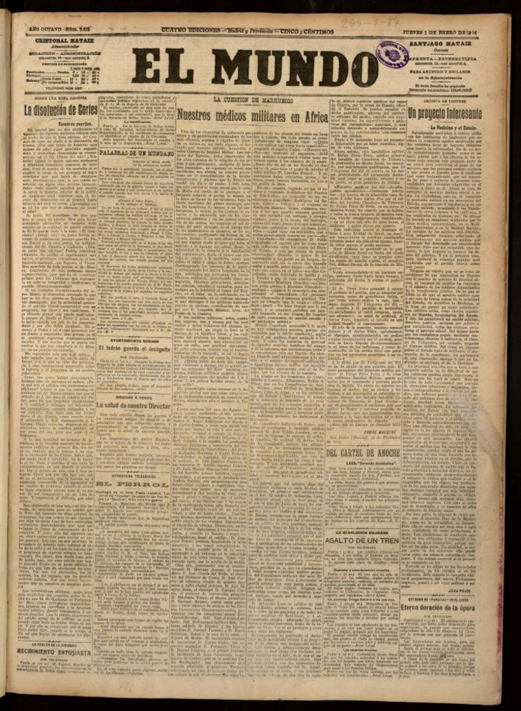 Miniatura de El Mundo del 1 de enero de 1914 (edición de provincias)