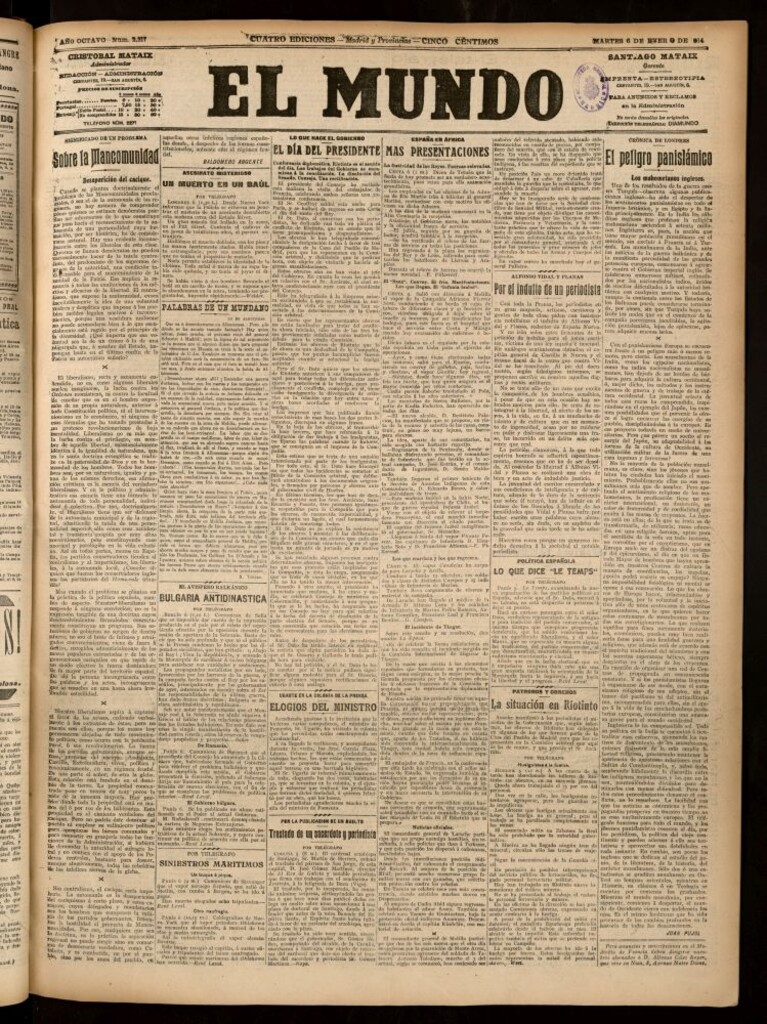 Miniatura de El Mundo del 6 de enero de 1914 (edición de provincias)