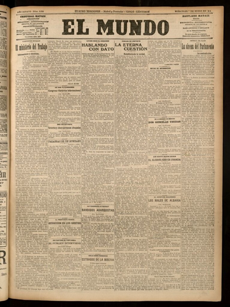 Miniatura de El Mundo del 7 de enero de 1914 (edición de provincias)