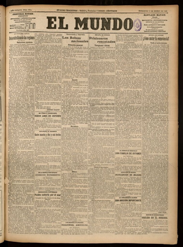 Miniatura de El Mundo del 11 de enero de 1914 (edición de provincias)