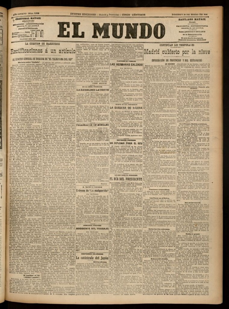 Miniatura de El Mundo del 18 de enero de 1914 (edición de provincias)