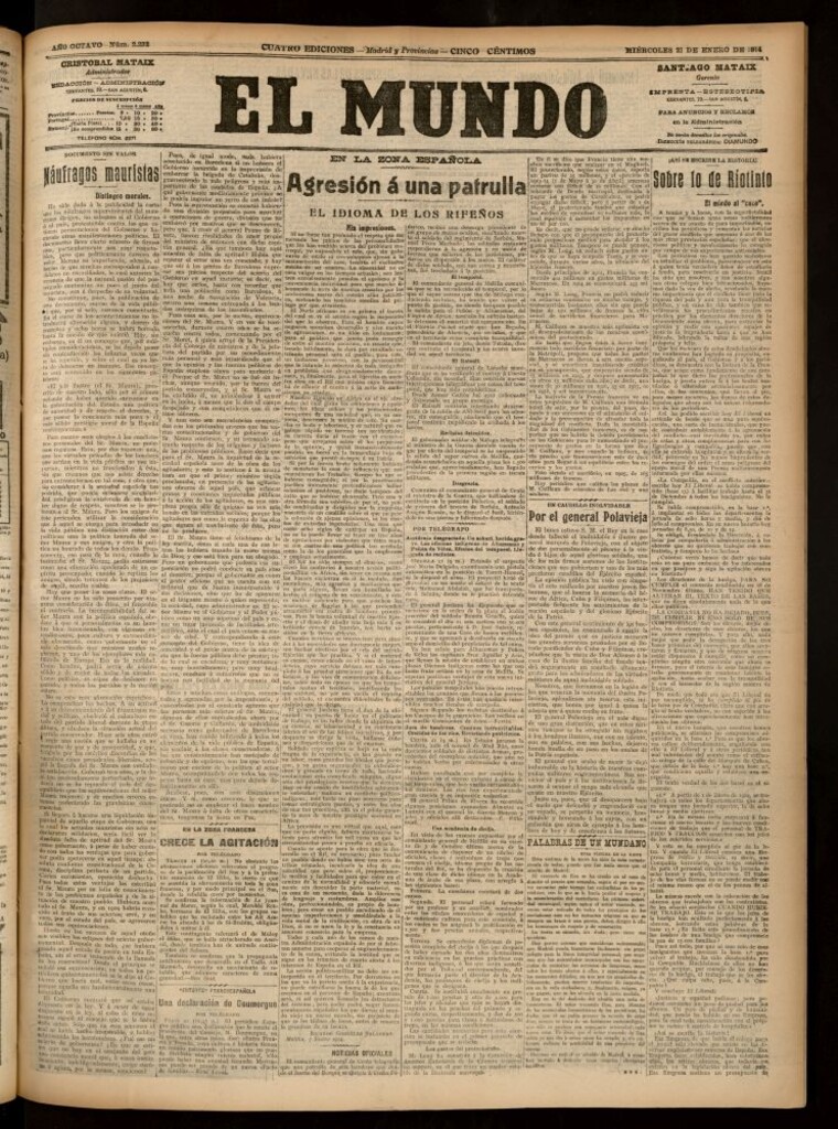 Miniatura de El Mundo del 21 de enero de 1914 (edición de provincias)