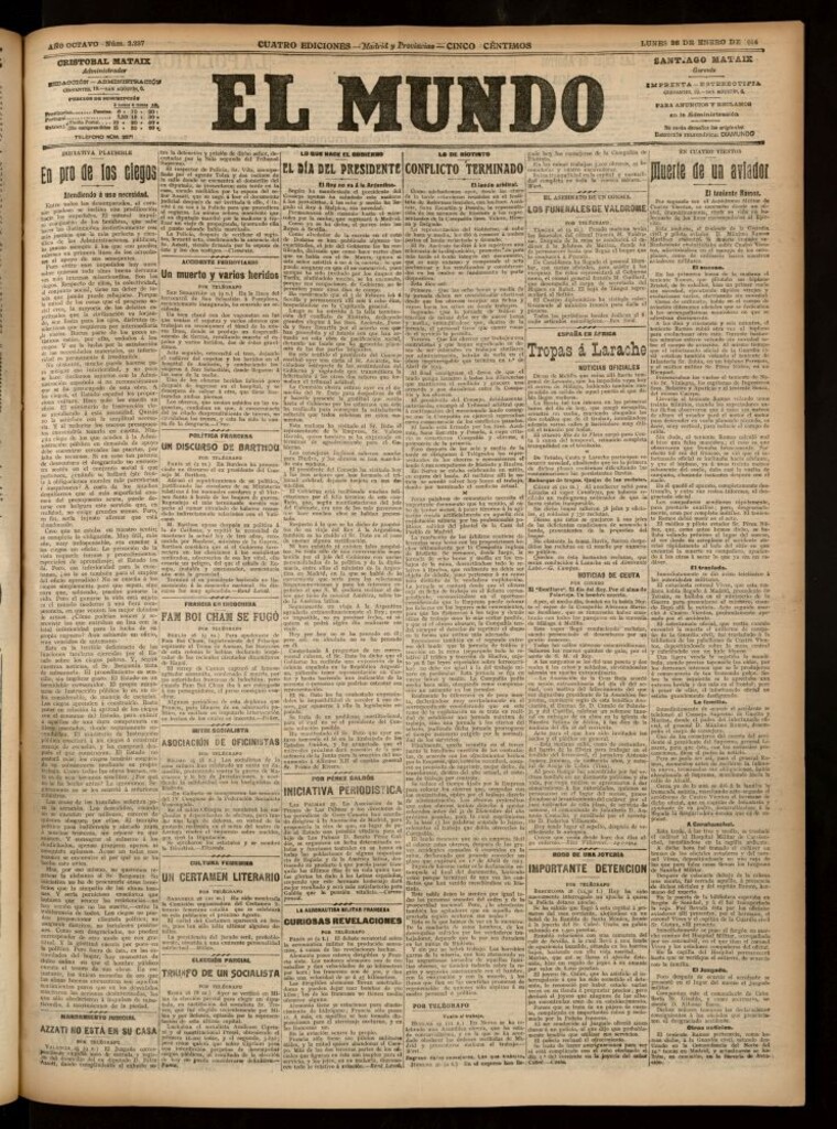 Miniatura de El Mundo del 26 de enero de 1914 (edición de provincias)