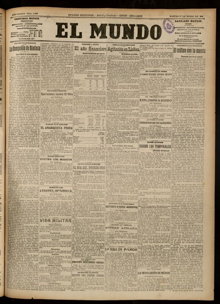 Miniatura de El Mundo del 27 de enero de 1914 (edición de provincias)
