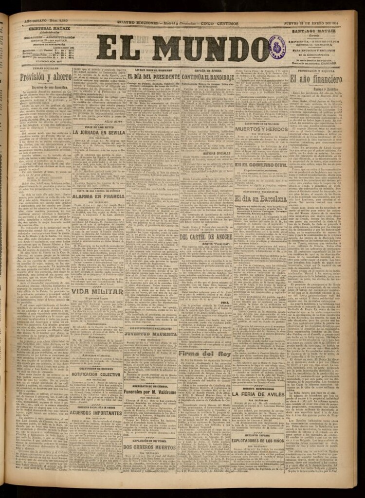 Miniatura de El Mundo del 29 de enero de 1914 (edición de provincias)