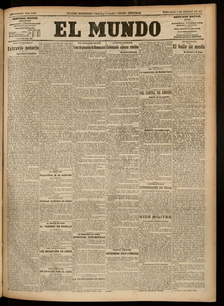 Miniatura de El Mundo del 4 de febrero de 1914 (edición de provincias)