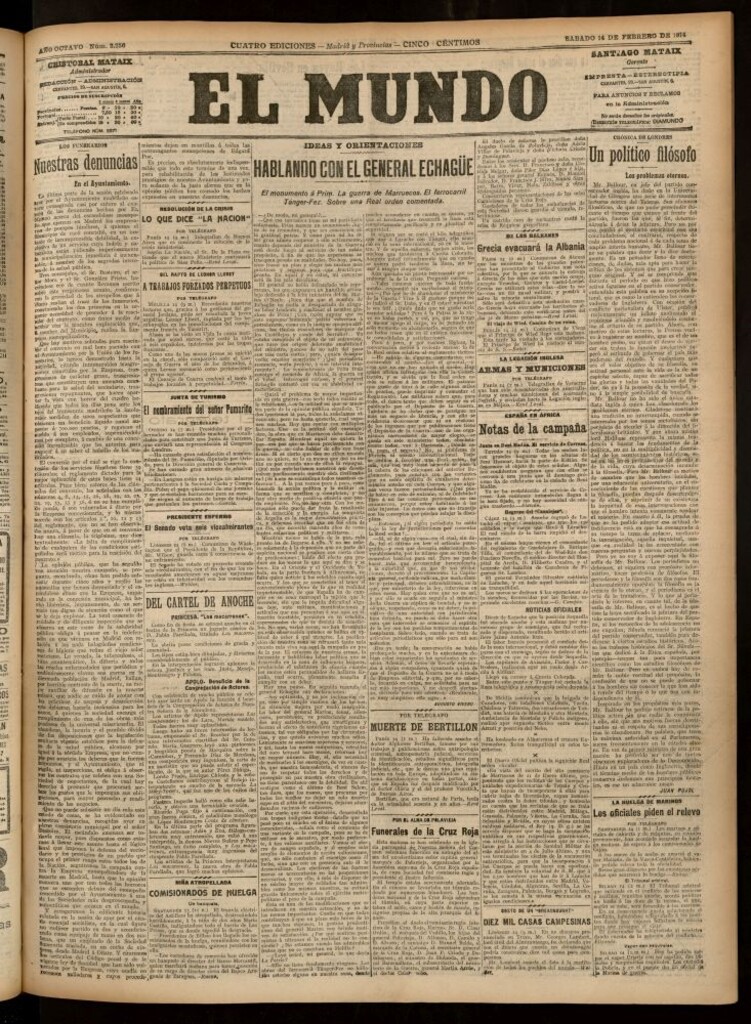 Miniatura de El Mundo del 14 de febrero de 1914 (edición de provincias)
